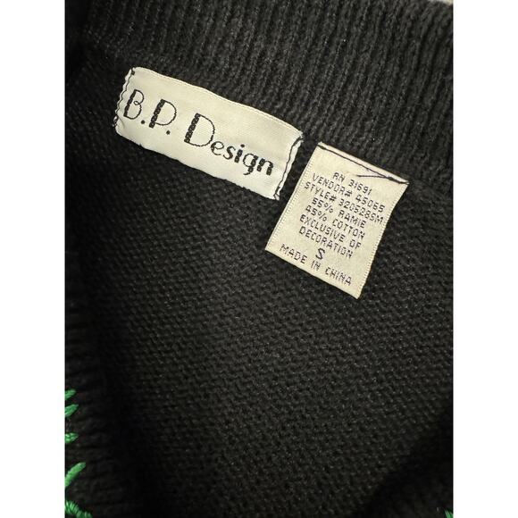 Christmas Holiday Sweater BP Designs Sm Ramie Blend Cardigan Teacher Winter VTG - Picture 3 of 7
